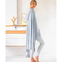 Plaid<Blancheporte Fleeceplaid met kap, speciaal voor tv-kijken lichtgrijs