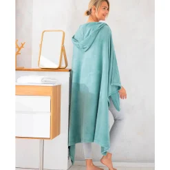 Plaid<Blancheporte Fleeceplaid met kap, speciaal voor tv-kijken celadon
