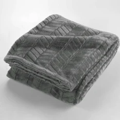 Plaid<Blancheporte Fleeceplaid met reliëf en pluche gevoel antraciet
