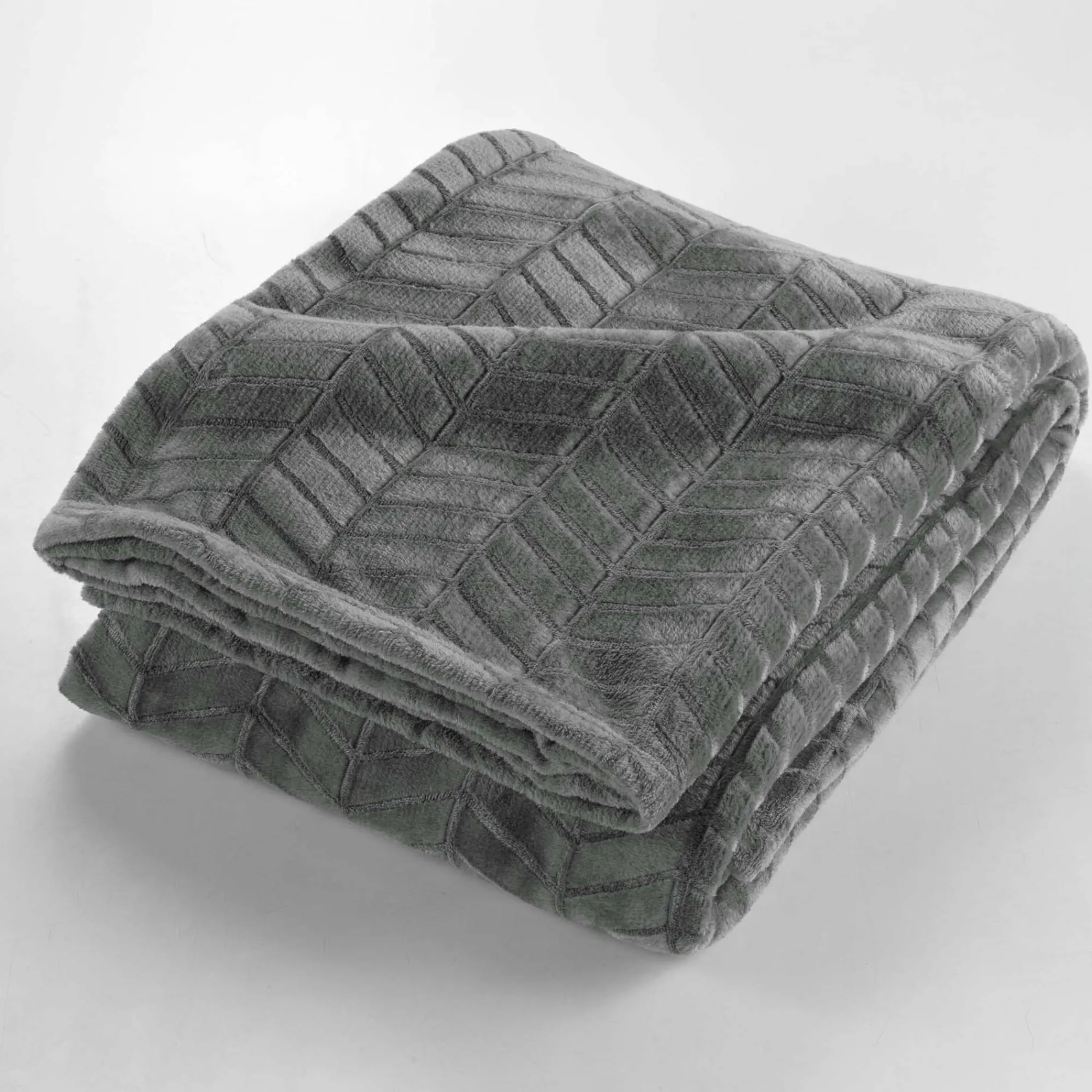 Plaid<Blancheporte Fleeceplaid met reliëf en pluche gevoel antraciet