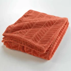 Plaid<Blancheporte Fleeceplaid met reliëf en pluche gevoel terracotta