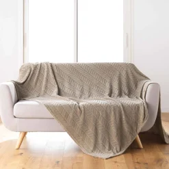 Plaid<Blancheporte Fleeceplaid met reliëf en pluche gevoel taupe