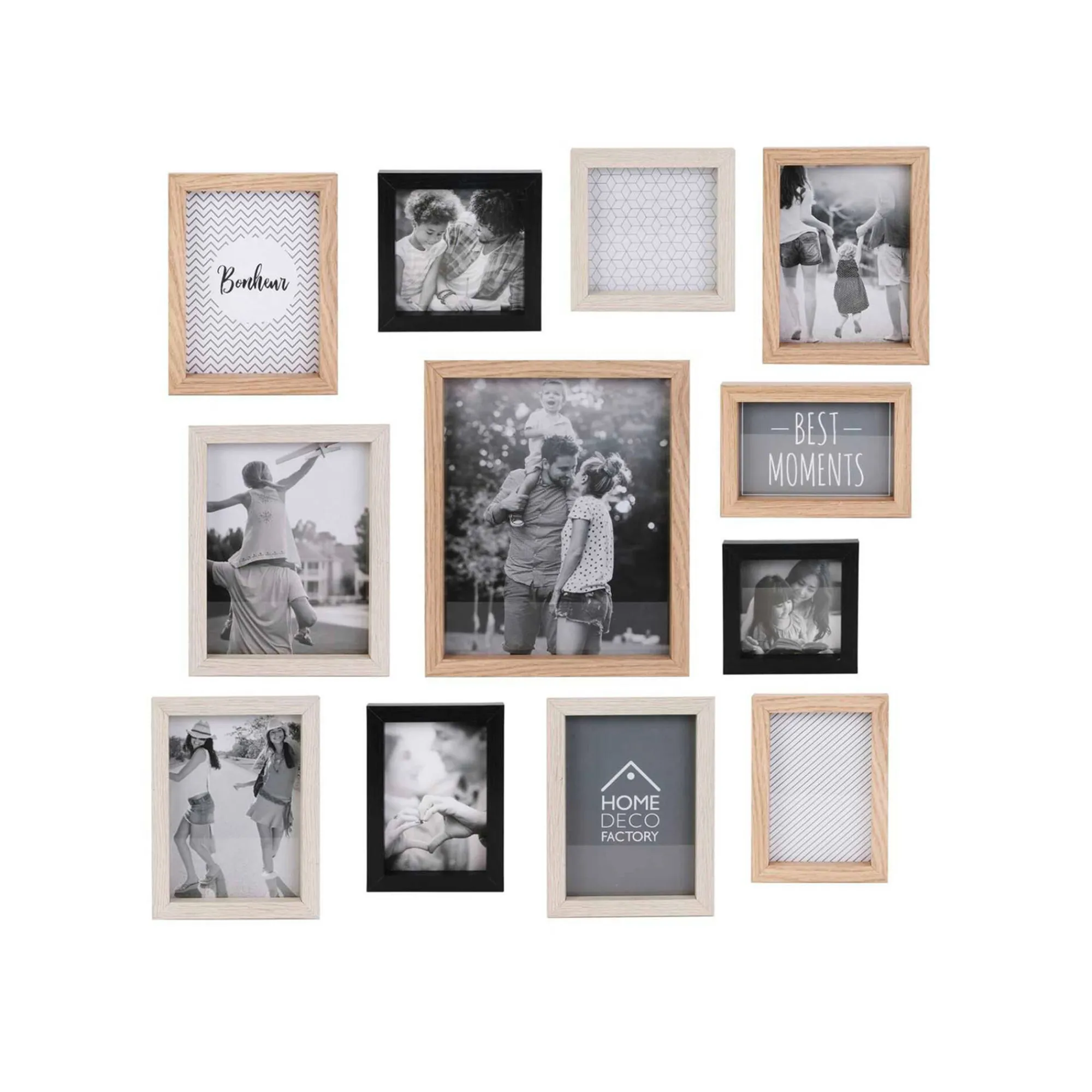 Decoratieartikel<Blancheporte Fotokaders - set van 12 zwart/naturel