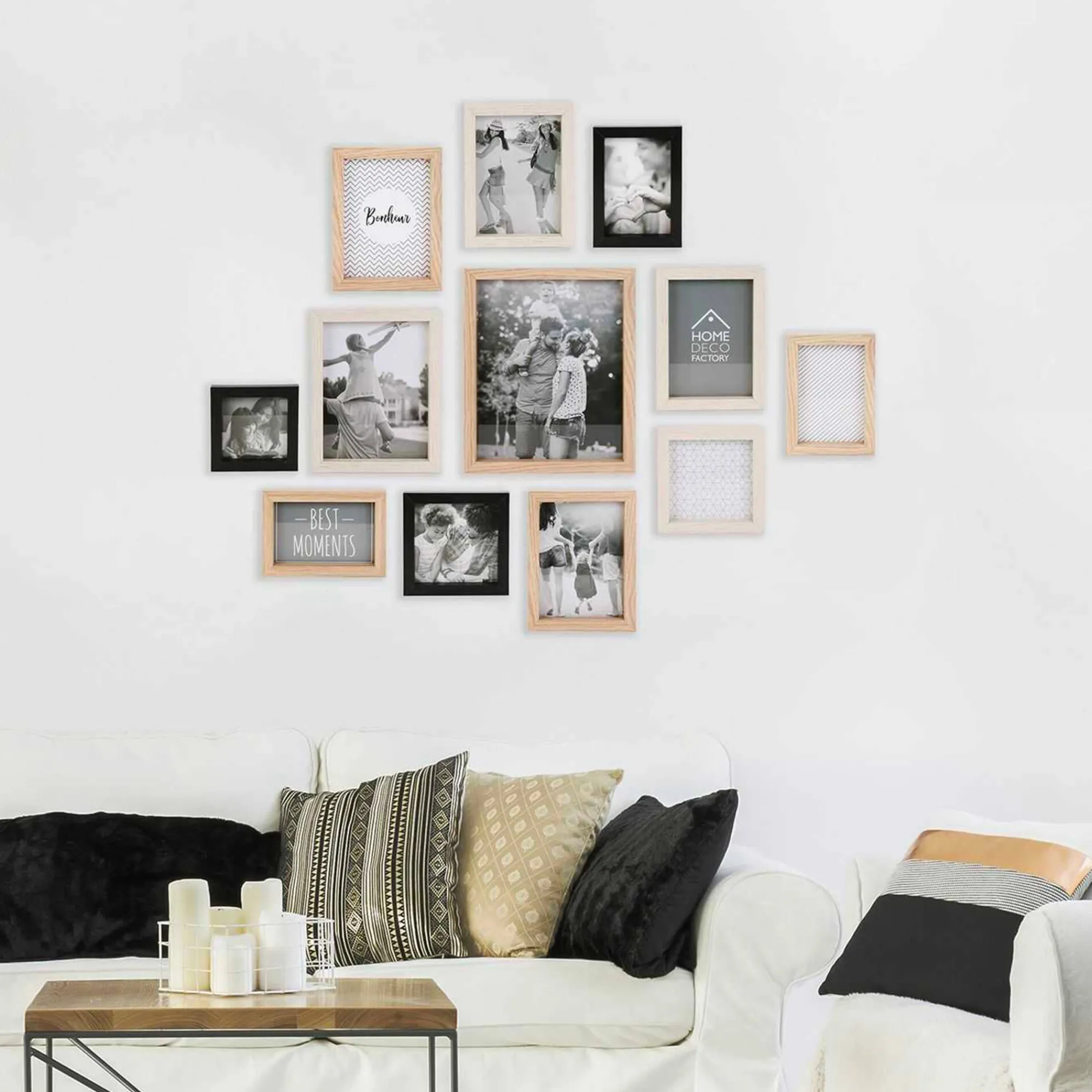 Decoratieartikel<Blancheporte Fotokaders - set van 12 zwart/naturel