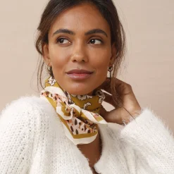 Accessoires En Juwelen<Blancheporte Foulard in katoen met Indische print karamel / roze