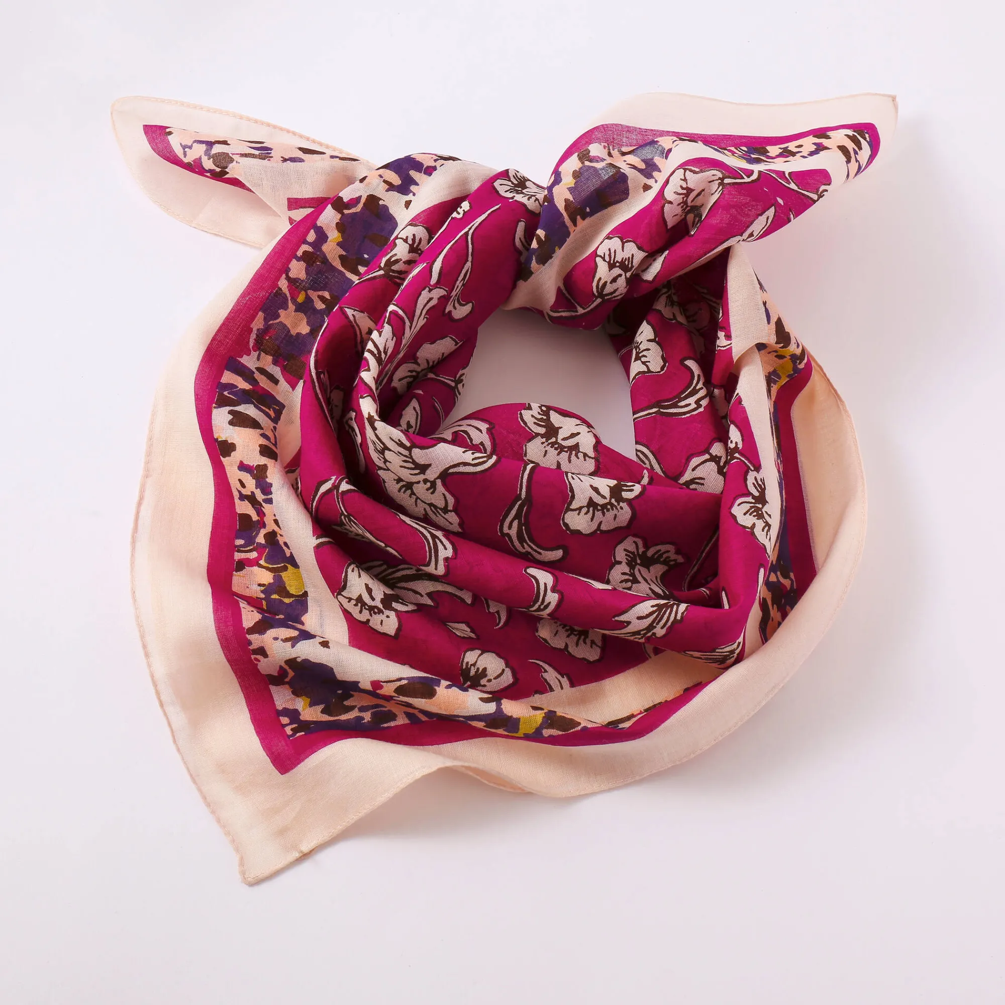 Accessoires En Juwelen<Blancheporte Foulard in katoen met Indische print pruim