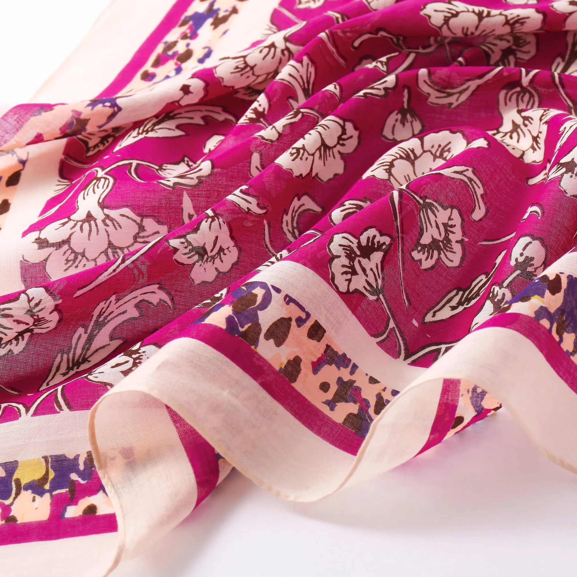 Accessoires En Juwelen<Blancheporte Foulard in katoen met Indische print pruim