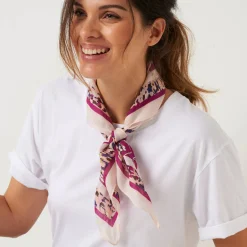 Accessoires En Juwelen<Blancheporte Foulard in katoen met Indische print pruim