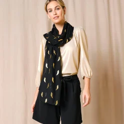 Sieraden En Feestaccessoires|Accessoires En Juwelen<Blancheporte Foulard met pluimmotief zwart