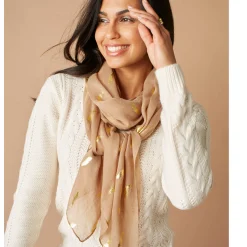 Sieraden En Feestaccessoires|Accessoires En Juwelen<Blancheporte Foulard met pluimmotief taupe