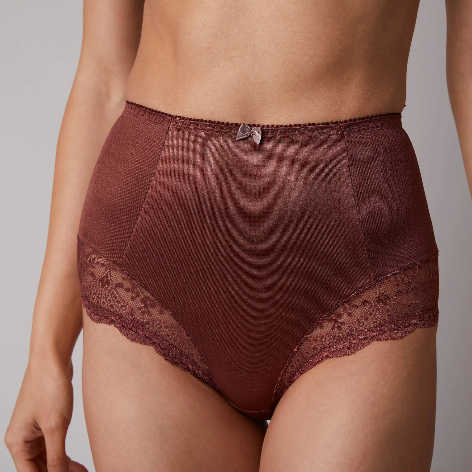 Slip En Shorty<Confidence Lingerie Gaineslip in glanstricot en kant Salford - set van 2 chocolade + taupe