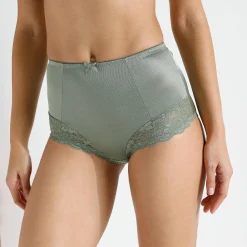 Slip En Shorty<Confidence Lingerie Gaineslip in glanstricot en kant Avila - set van 2 kaki + linde