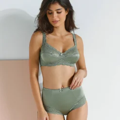 Slip En Shorty<Confidence Lingerie Gaineslip in glanstricot en kant Avila - set van 2 kaki + linde