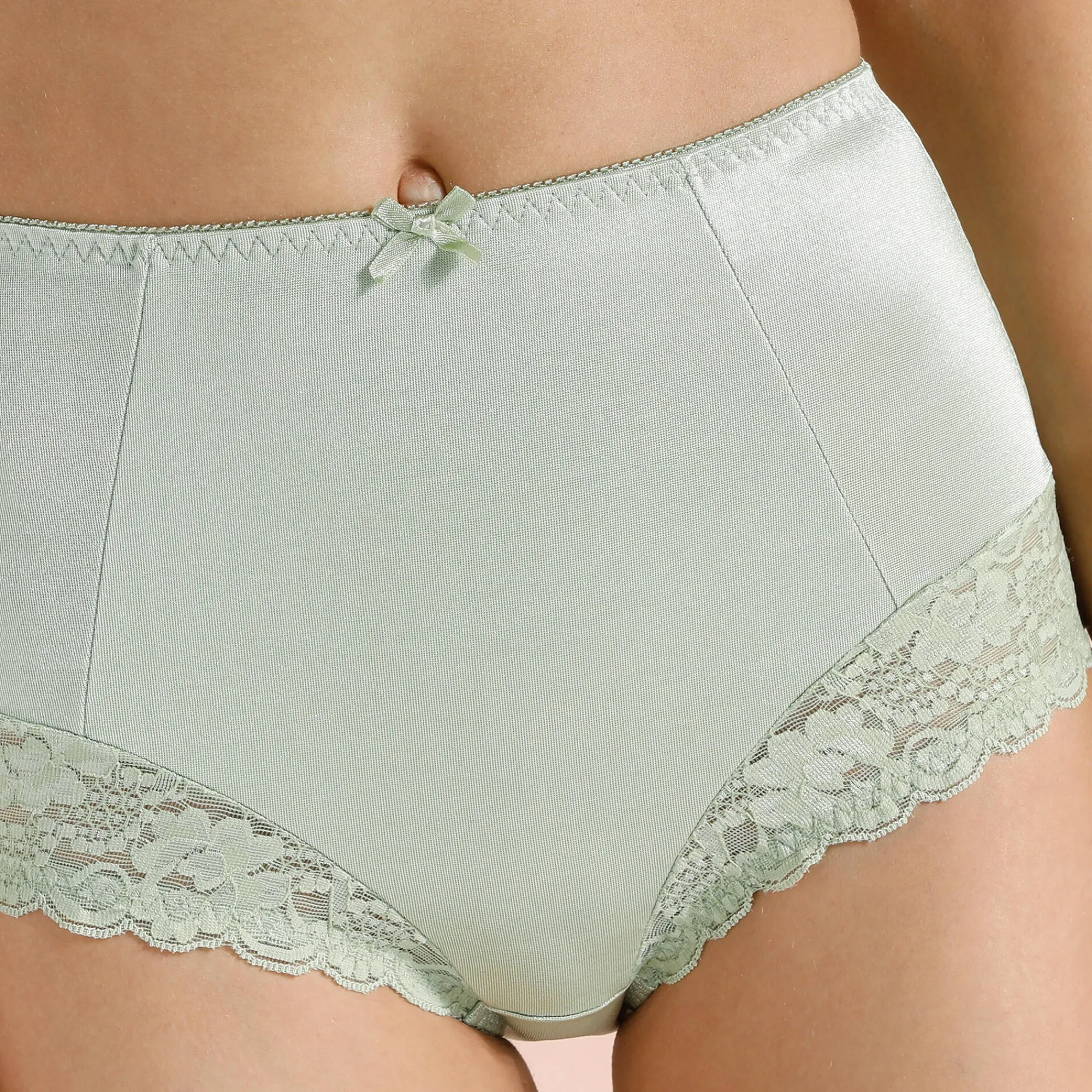 Slip En Shorty<Confidence Lingerie Gaineslip in glanstricot en kant Avila - set van 2 kaki + linde