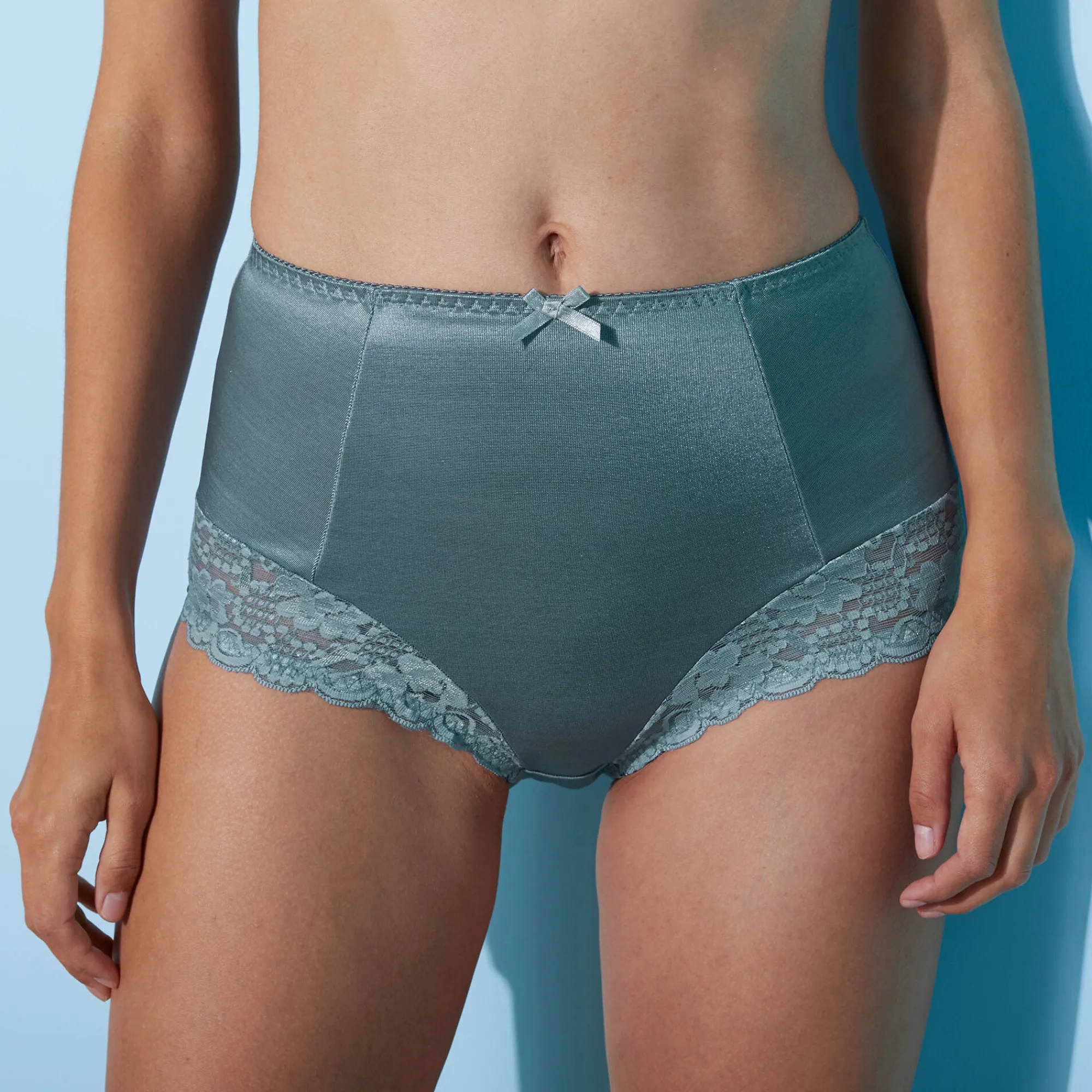 Slip En Shorty<Confidence Lingerie Gaineslip in glanstricot en kant Avila - set van 2 leiblauw + laguneblauw