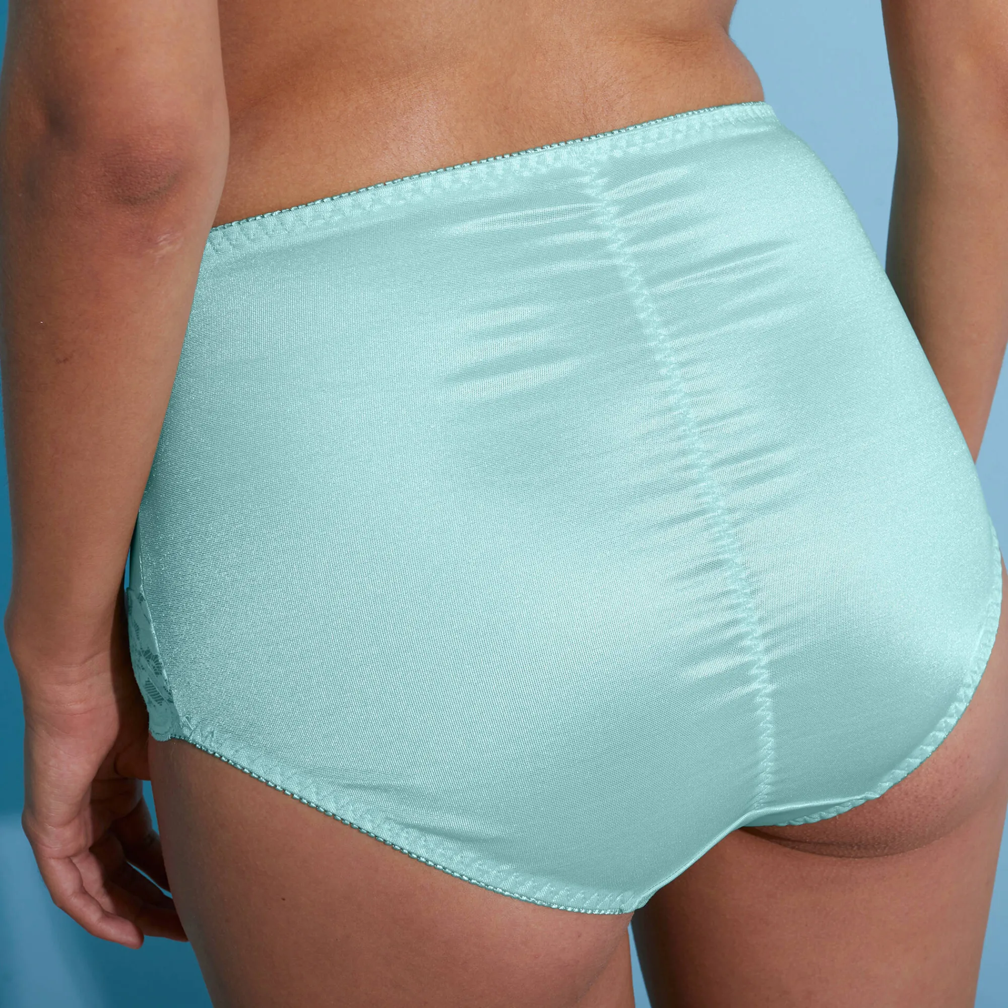 Slip En Shorty<Confidence Lingerie Gaineslip in glanstricot en kant Avila - set van 2 leiblauw + laguneblauw