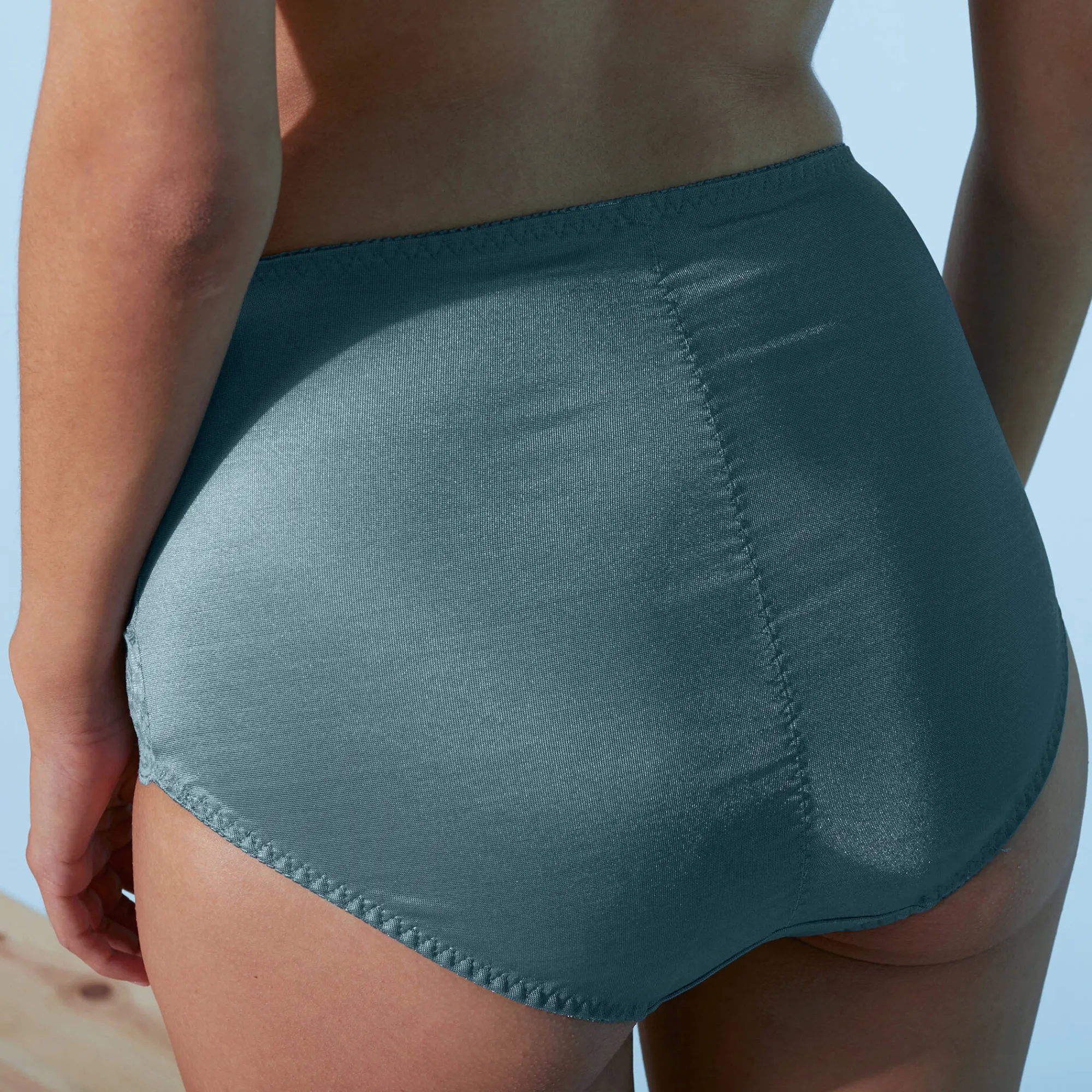 Slip En Shorty<Confidence Lingerie Gaineslip in glanstricot en kant Avila - set van 2 leiblauw + laguneblauw