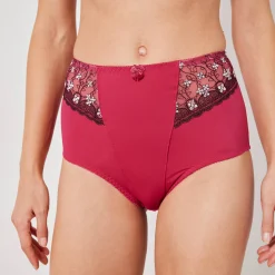 Slip En Shorty<Confidence Lingerie Gaineslip in microvezel en geborduurde tule Caminata kersenrood