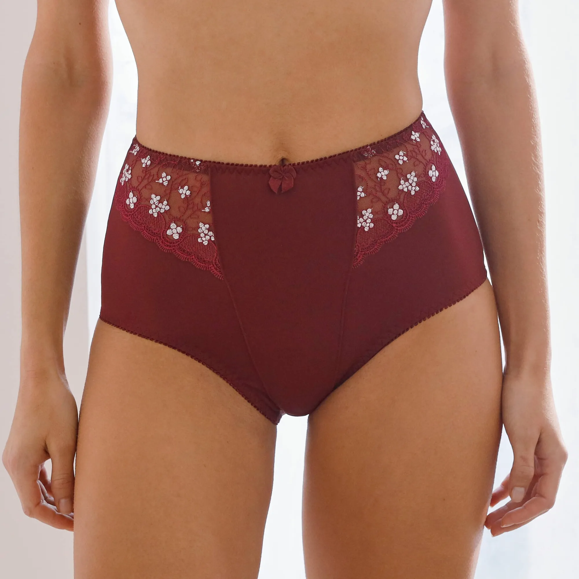 Slip En Shorty<Confidence Lingerie Gaineslip in microvezel en geborduurde tule Caminata pruim
