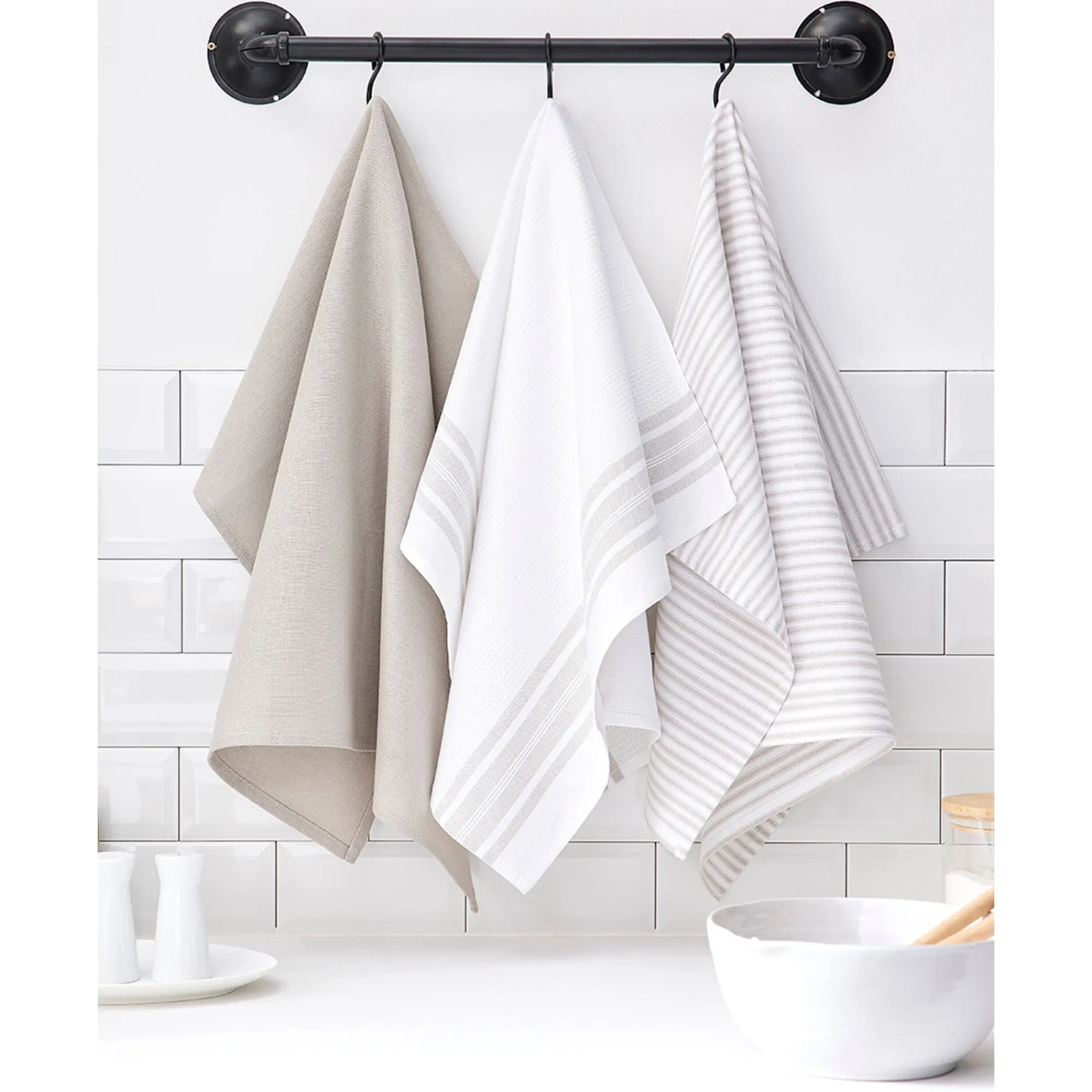 Droogdoek En Handdoek<Blancheporte Geassorteerde keukendoeken - set van 3 beige