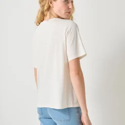 T-Shirt En Topje<Blancheporte Geborduurd boxy T-shirt, korte wijde mouwen ecru