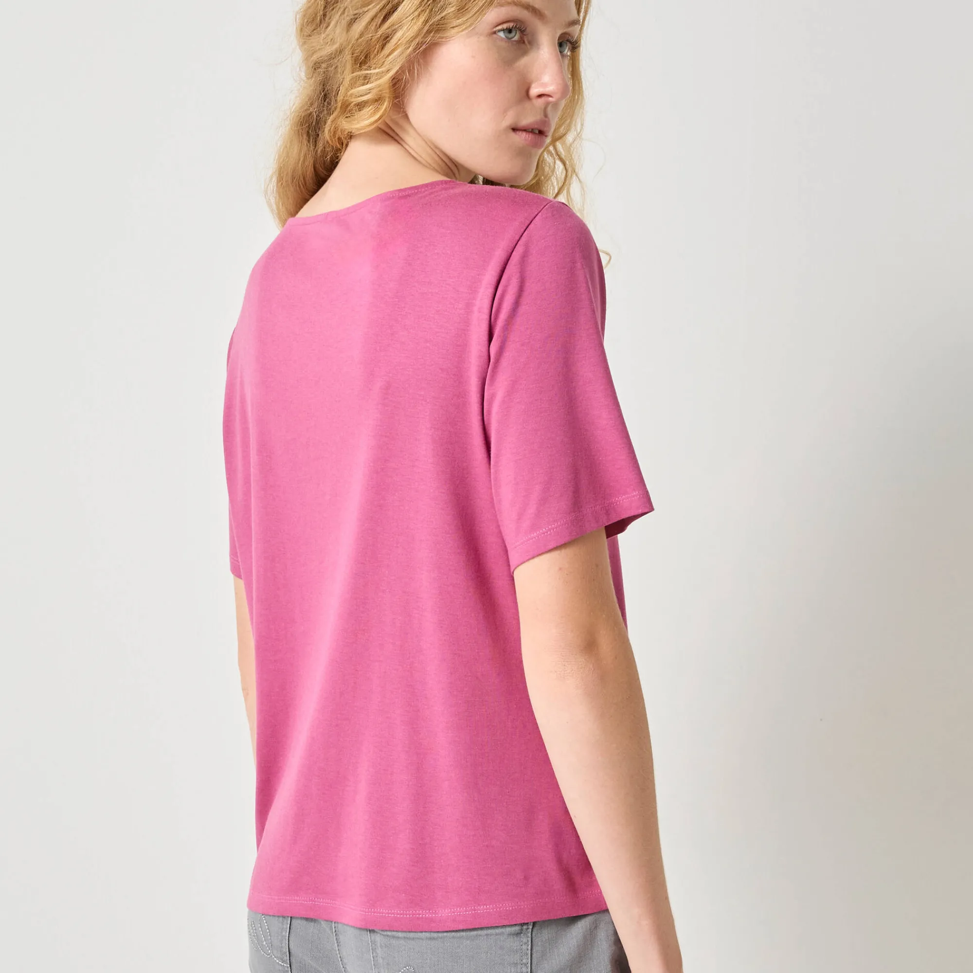 T-Shirt En Topje<Blancheporte Geborduurd boxy T-shirt, korte wijde mouwen vijgenkleur