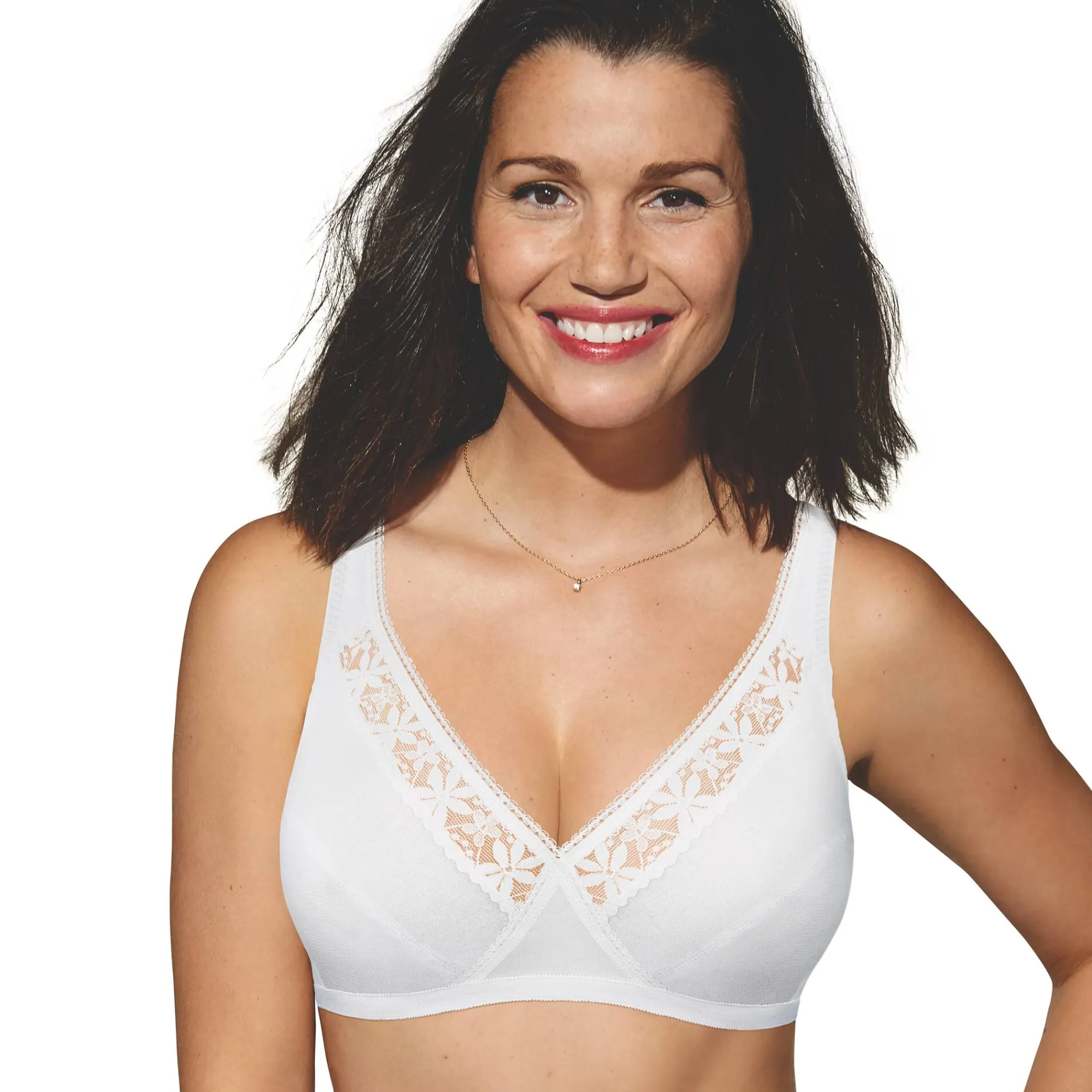 Beha<Playtex Geborduurde beha zonder beugels "Cross Your Heart Coton" van ® - set van 2 wit