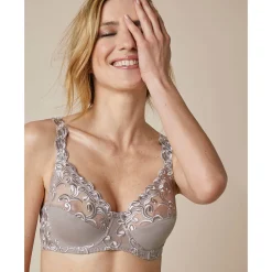 Beha<Confidence Lingerie Geborduurde beugelbeha in microvezel Sienne - set van 2 taupe + wit