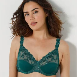 Beha<Confidence Lingerie Geborduurde beugelbeha in microvezel Sienne - set van 2 groen + oranje