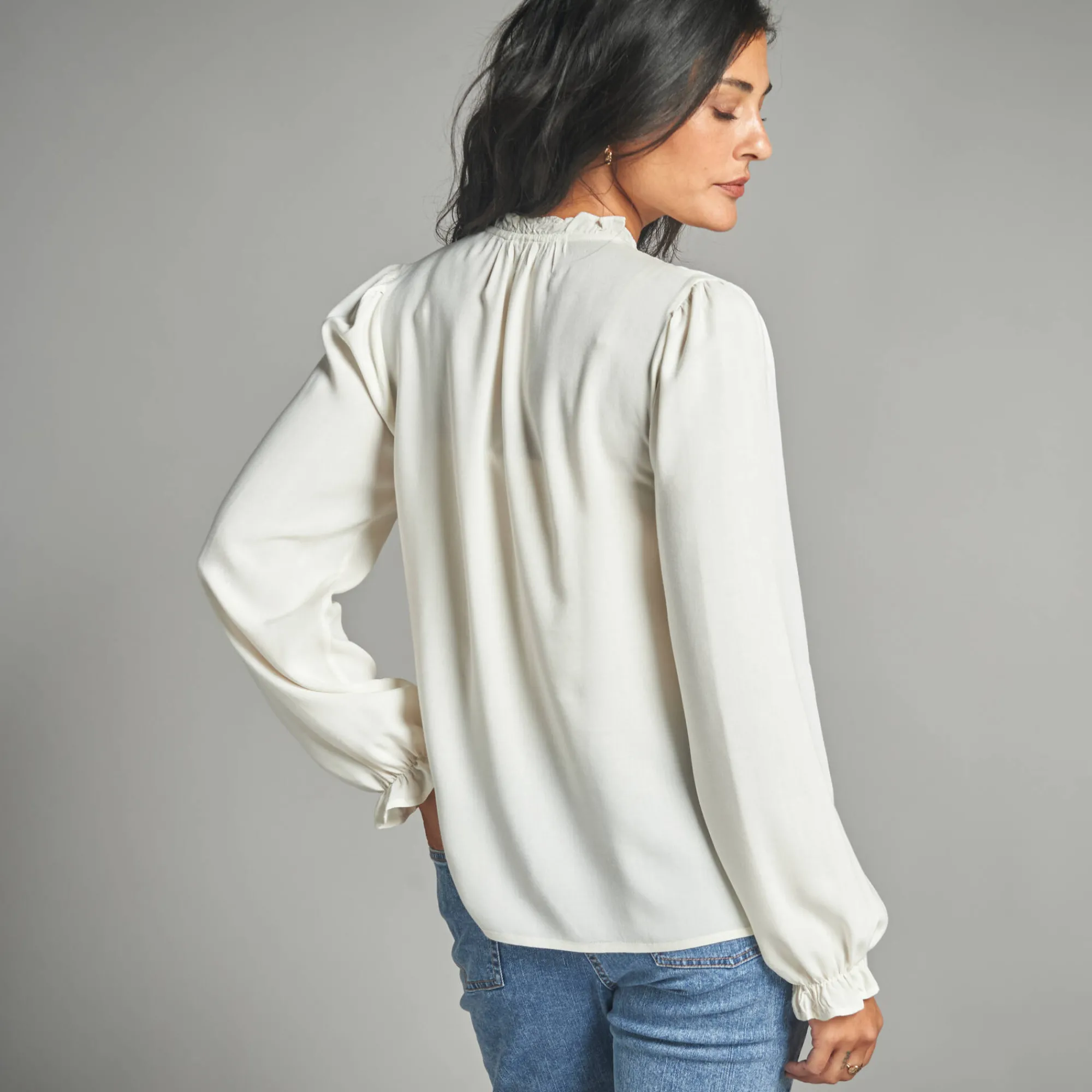 Bloes En Tuniek<Lora Zellini Geborduurde bloes, viscose ecru / karamel