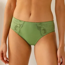 Slip En Shorty<Confidence Lingerie Geborduurde effen midislip in katoen Olbia - set van 2 groen