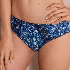 Slip En Shorty<Confidence Lingerie Geborduurde midislip in katoen met bloemenprint Olbia - set van 2 blauw
