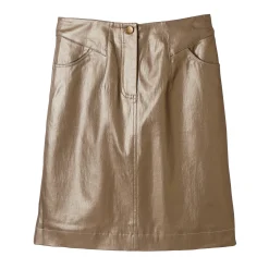Feestoutfits Dames|Rok<Blancheporte Gecoate korte rok goudbruin