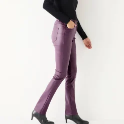 Broek<Blancheporte Gecoate rechte broek pruim