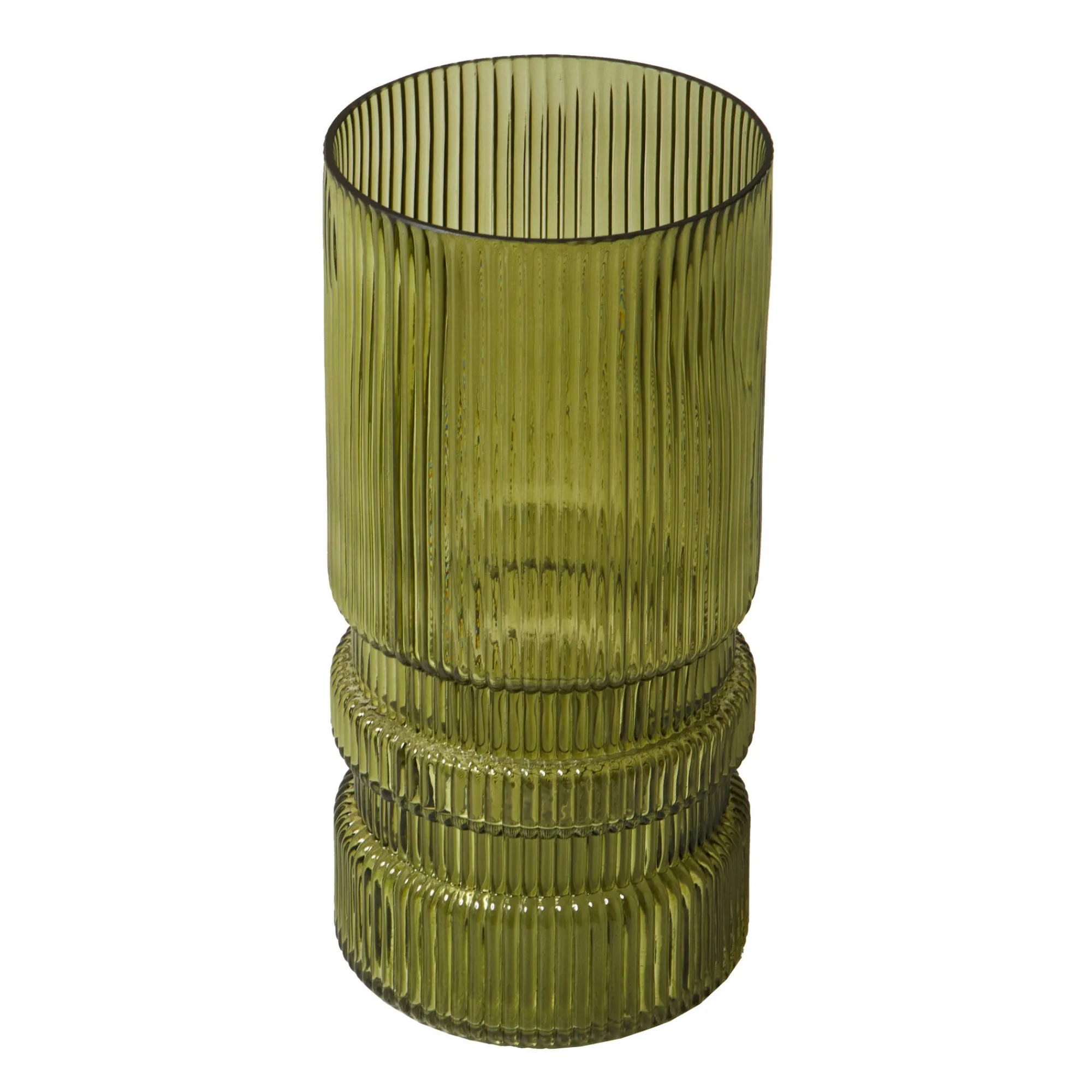 Feestdecoratie|Decoratieartikel<Blancheporte Gegroefde vaas in glas groen