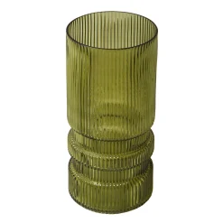 Feestdecoratie|Decoratieartikel<Blancheporte Gegroefde vaas in glas groen
