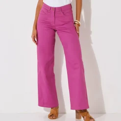 Broek<Blancheporte Gekleurde broek met ruim model en 5 zakken violine