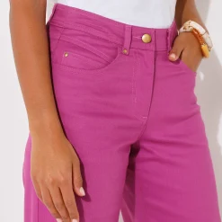 Broek<Blancheporte Gekleurde broek met ruim model en 5 zakken violine