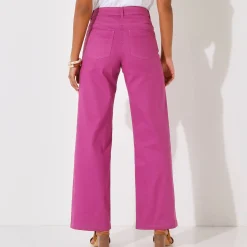 Broek<Blancheporte Gekleurde broek met ruim model en 5 zakken violine
