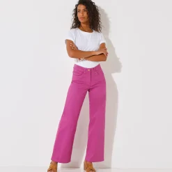 Broek<Blancheporte Gekleurde broek met ruim model en 5 zakken violine