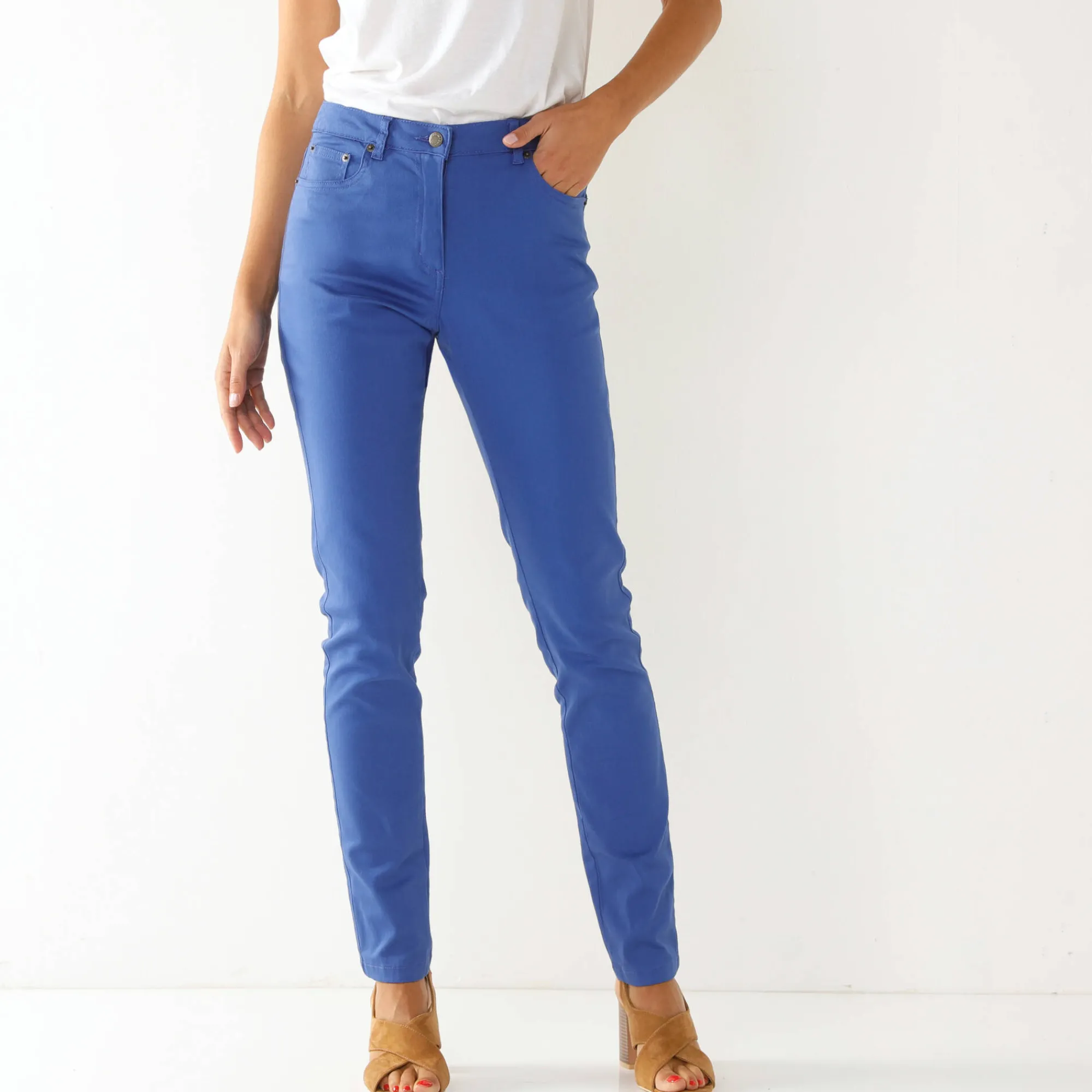 Broek<Blancheporte Gekleurde smalle jeans felblauw