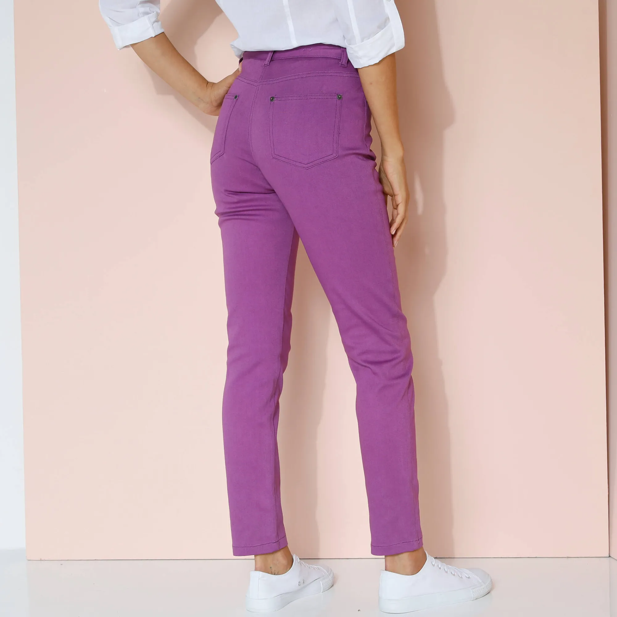 Broek<Blancheporte Gekleurde smalle jeans paars