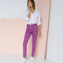 Broek<Blancheporte Gekleurde smalle jeans paars