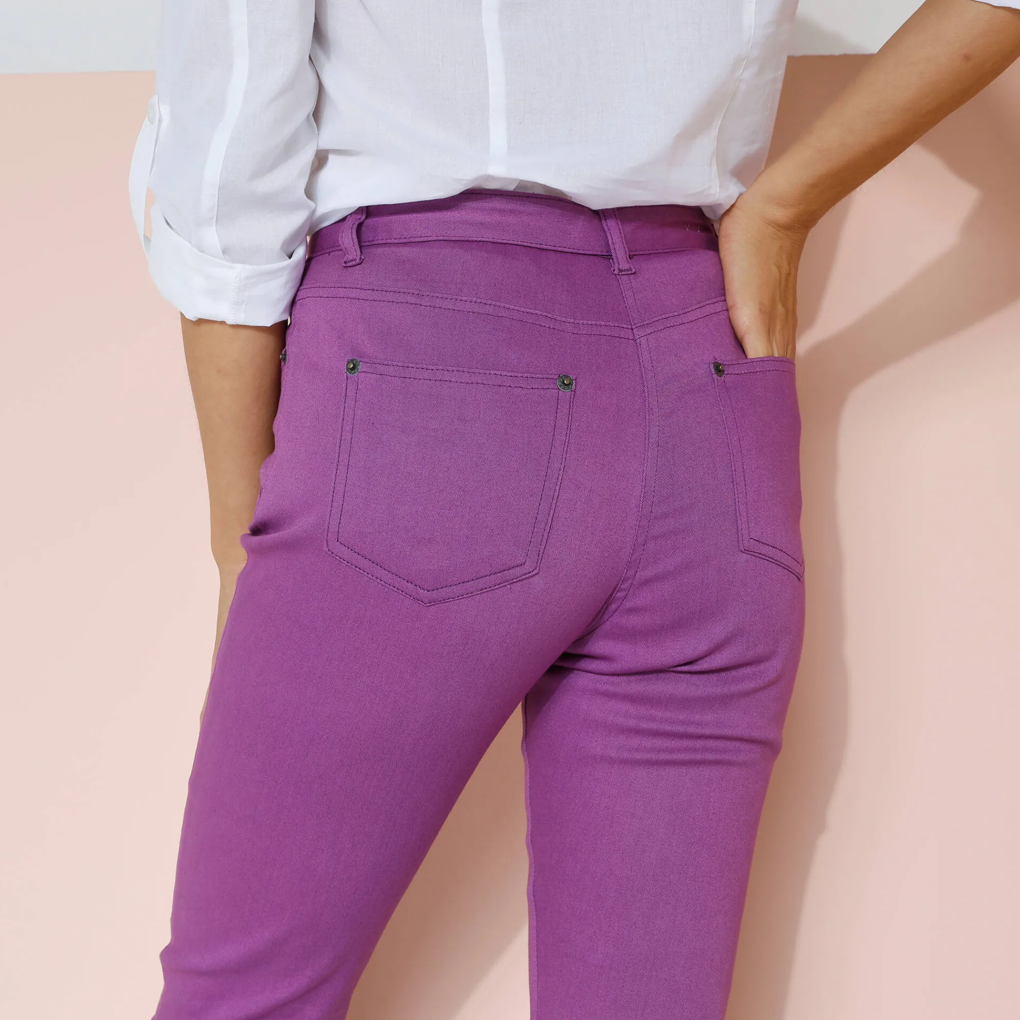 Broek<Blancheporte Gekleurde smalle jeans paars