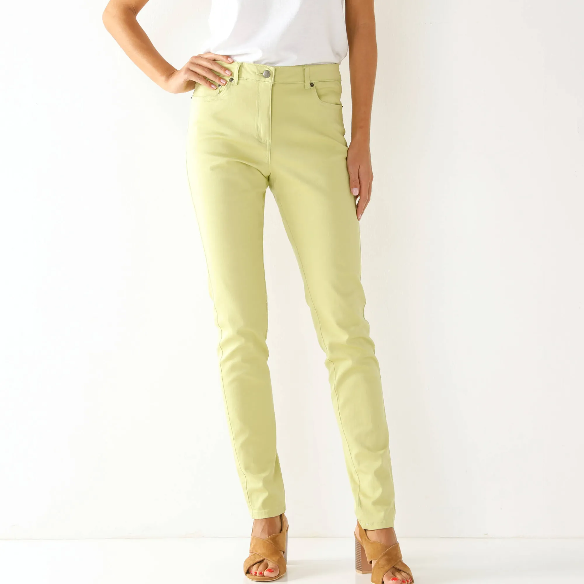 Broek<Blancheporte Gekleurde smalle jeans anijs