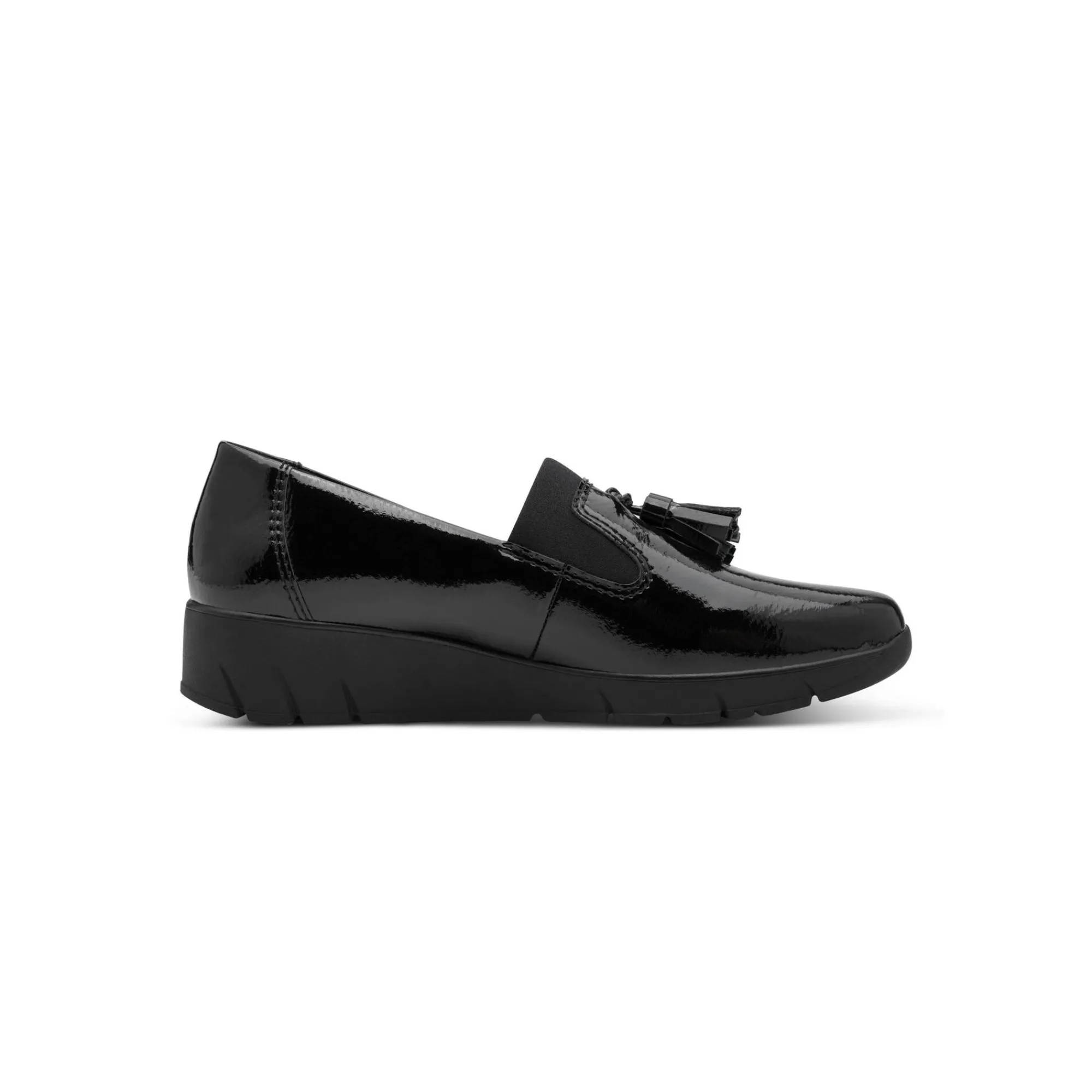 Derby's En Mocassins|Schoenen<Jana Gelakte mocassins met sleehak zwart