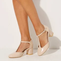 Pumps|Schoenen<Blancheporte Gelakte saloméschoenen met hak cr&egrave;me