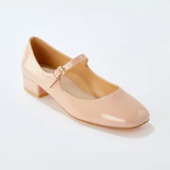 Ballerina's|Schoenen<Blancheporte Gelakte schoenen met riempje en hak nude