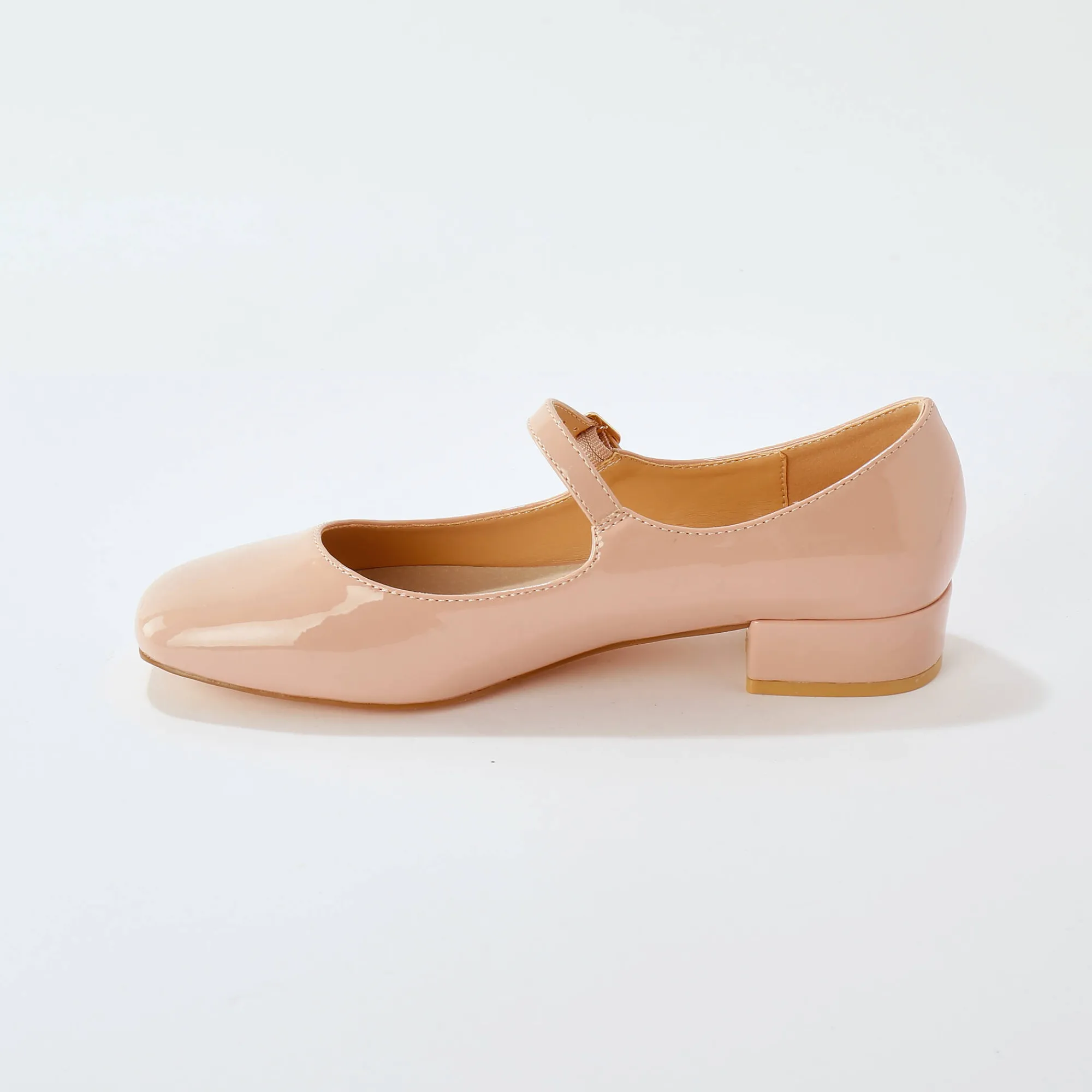 Ballerina's|Schoenen<Blancheporte Gelakte schoenen met riempje en hak nude