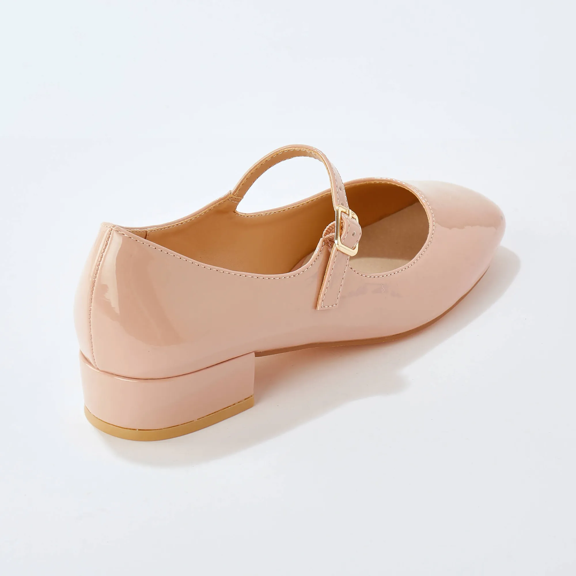 Ballerina's|Schoenen<Blancheporte Gelakte schoenen met riempje en hak nude
